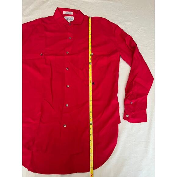 VTG Perry Ellis Shirt Red Silk Long Sleeve Button Up Sz M - Picture 4 of 5